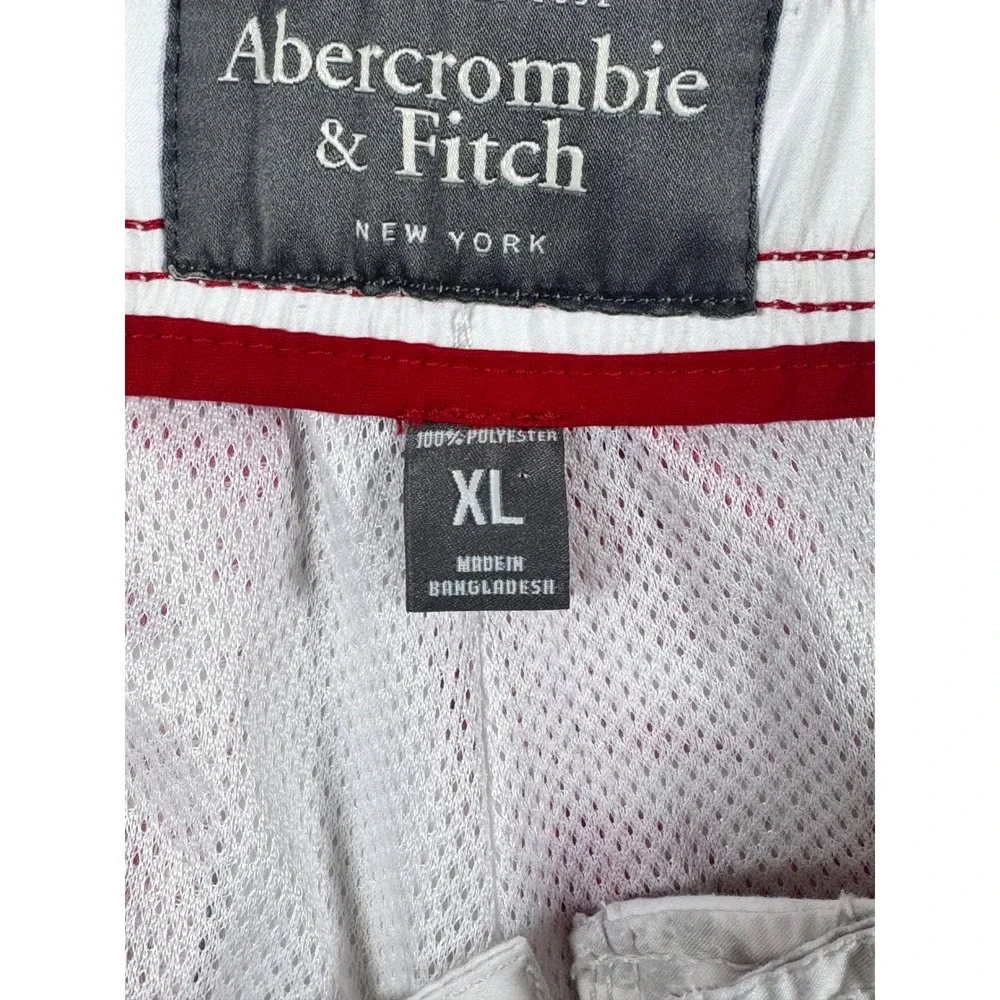Abercrombie & Fitch Mens XL Board Shorts White Red Floral Cargo Swimwear